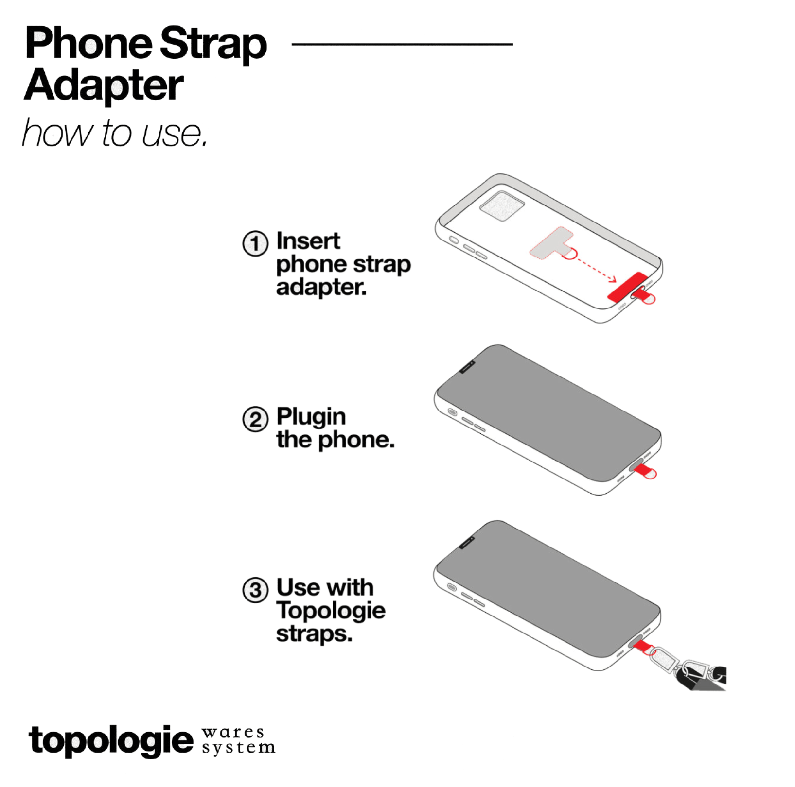 Topologie Wares Phone Cases D - Ring Phone Strap Adapter Black - @dv